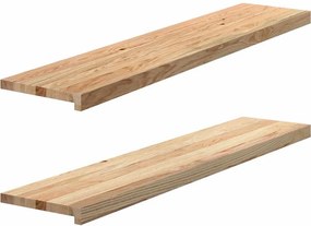 vidaXL 2 db tömör tölgyfa lépcsőfokok kezeletlen 120x25x2 cm