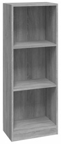 3 szintes szürke sonoma szerelt fa könyvszekrény 40x24x109 cm