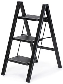 4Home Steel öszecsukható acél lépcsőfokok, 3 fok, fekete