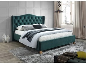Aspen Bársony ágy 160 x 200 cm, sötétzöld