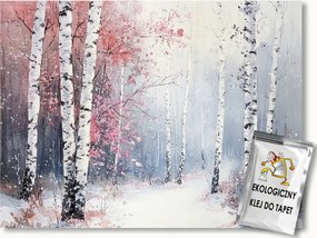 Fotótapéta Flizelina Tájkép Erdő Nyírfák Tél Hó 104x70,5 ragasztó