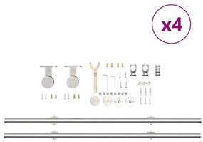 ezüstszínű rozsdamentes acél tolóajtó fémszerelék készlet 366cm