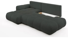 ALMADA kárpitozott, ágyazható L-alakú sarokgarnitúra tárolóhellyel, balos kivitel — antracit