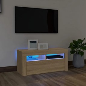 Sonoma tölgy színű TV-szekrény LED-világítással 90 x 35 x 40 cm