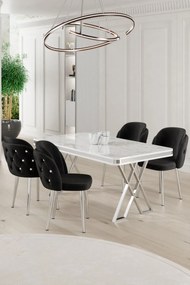 Rigel étkezőgarnitúra, fehér-króm, 130 cm – TR240CHR2229