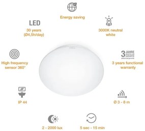 STEINEL 035105 - LED Fürdőszobai lámpa érzékelővel RS 16 LED/9,5W/230V IP44