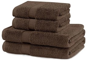 Barna frottír pamut törölköző és fürdőlepedő készlet 4 db-os Marina – DecoKing