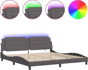 vidaXL szürke ágykeret LED-ekkel matrac nélkül Zadar 200 x 200 cm