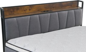 Ágy ágyráccsal és kihúzható pótággyal, 140x200, fekete/szürke, NORDO