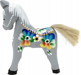 Festett Faragott Ló Figura Folkowa Ló Fa Kézzel készített *12 cm.