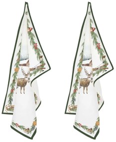 Karácsonyi szavas mintás pamut konyharuha White Forest 2db-os szett