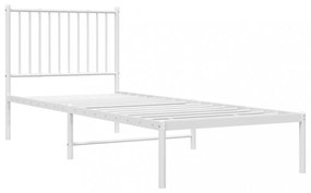 fehér fém ágykeret fejtámlával 80x200 cm