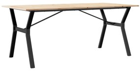 tömör fenyőfa és öntöttvas étkezőasztal Y-vázzal 180x90x75 cm