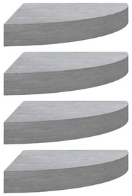 4 db betonszürke MDF fali sarokpolc 35 x 35 x 3,8 cm