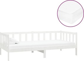 vidaXL fehér tömör fenyőfa dívány matraccal 90 x 200 cm