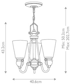 Hinkley HK-MAYFLOWER3 - Csillár láncon MAYFLOWER 3xE27/60W/230V