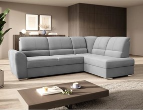 Szürke bársony kinyitható-tárolóhelyes sarokkanapé (jobb oldali-L alakú) Siber – ELTAP