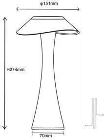 Globo 21025C-LED Dimmelhető Asztali lámpa tölthető AMBRA LED/2,5W/3,7V 2700K/4500K/6500K fehér