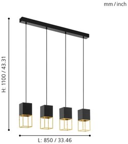 Eglo 97734 - LED Csillár zsinóron MONTEBALDO 4xGU10/5W/230V