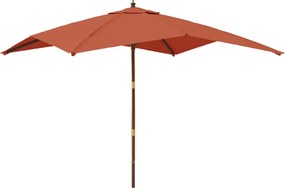 vidaXL terrakotta színű kerti napernyő fa rúddal 300x300x273 cm