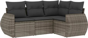vidaXL 4 részes szürke polyrattan kerti ülőgarnitúra párnákkal