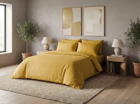 Pamut ágynemű CALMORA mustárszínű Ágyneműhuzat mérete: 2 db 70 x 90 cm | 160 x 200 cm