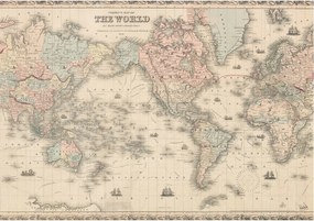 Divatos Flizelin Tapéta Fali Furnér Történelmi térkép 208x146 Ragasztó