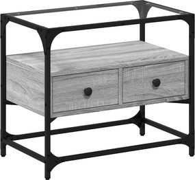 vidaXL szürke sonoma szerelt fa TV-szekrény üveglappal 60 x 35 x 51 cm