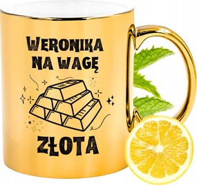 Prémium Arany Csillogó Bögre Veronika Ajándék Nyomtatott Fotóval