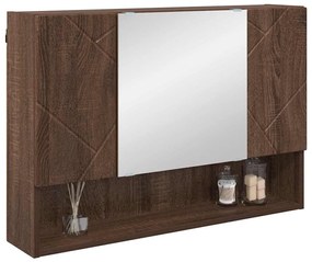 Fürdőszobai tükörszekrény barna tölgy 80 x 17 x 55 cm Faanyag