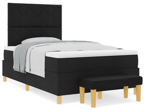 Box Spring Ágy matraccal és paddal Fekete 120x200 cm Szövet