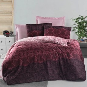 Ágynemű pamut szatén Pandora bordó TiaHome - 1x Párna 90x70cm, 1x Paplan 140x200cm