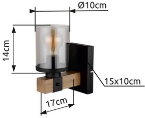 Brilagi - VISTA fali lámpa 1xE27/60W/230V tölgy