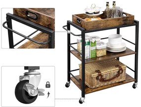 Szervírozó asztalka MARGE barna/fekete