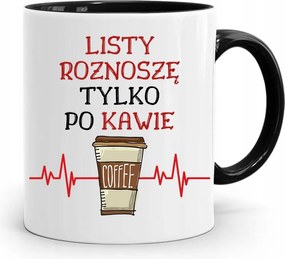 Fekete Bögre Postásnak Kávé Után Hozom, fényképes nyomattal