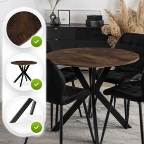 Kerek Étkezőasztal Rusztikus Tölgy/Fekete Színben. LAUREN 80 cm