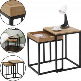 Dohányzóasztal 2 részes 2 db Hálószoba Nappali Modern Mézbarna