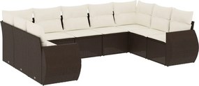 vidaXL 9 részes barna polyrattan kerti ülőgarnitúra párnákkal