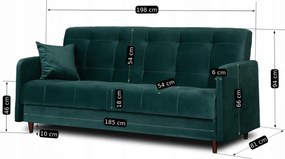 2 db-os szett, ágyazható kanapé zöld színben, velúr kárpittal TIVOLI