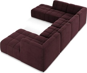 Borvörös bársony sarokkanapé (U alakú) Aloha – Makamii