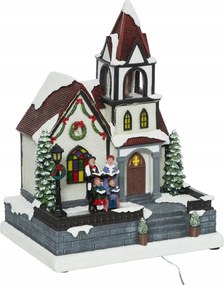 Karácsonyi Dísz, Polirezin Templom Led Világítással, 23X18X30, 5 CM