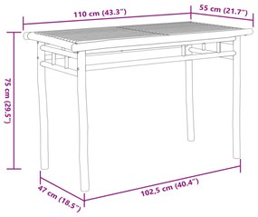 bambusz kerti étkezőasztal 110 x 55 x 75 cm