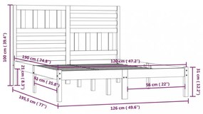 fehér tömör fenyőfa ágy matrac nélkül 120 x 190 cm