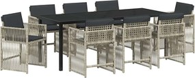 vidaXL Kert étkező szett 9 pcs Világosszürke Porszórt acél