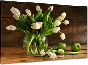 Vászonkép 100x70 Fehér tulipánok Deszka