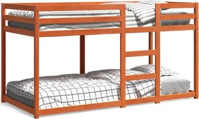 vidaXL viaszbarna tömör fenyőfa emeletes ágy 75 x 190 cm