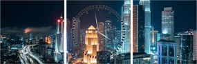Kép - Éjszaka Kuala Lumpurban (órával) (90x30 cm)