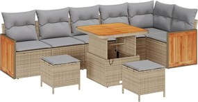 vidaXL Kerti Kanapé Szett 11 pcs Beige és Világosszürke polirattan
