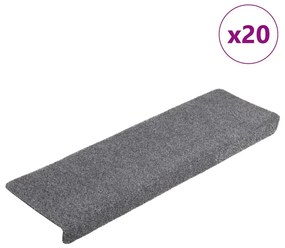 20 db öntapadós lépcsőszőnyeg, világosszürke, téglalap alakú széllel, 65 x 21 x 4 cm
