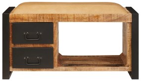 Tároló pad vászonnal 80x35x40 cm Tömör durva mangófából